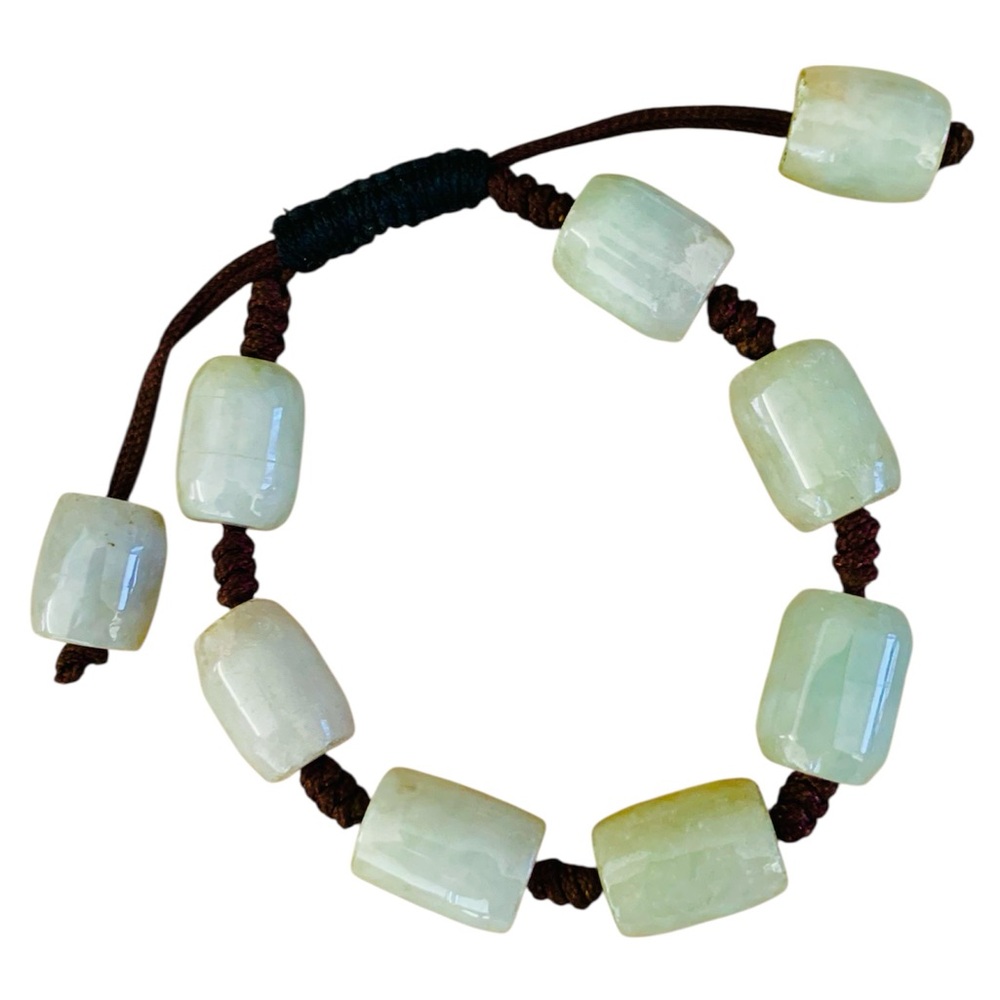 Green Jade Jadeite Beaded Adjustable Bracelet